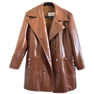 Vintage Miss Holly 60s 70s vinyl vegan faux leather cognac jacket coat